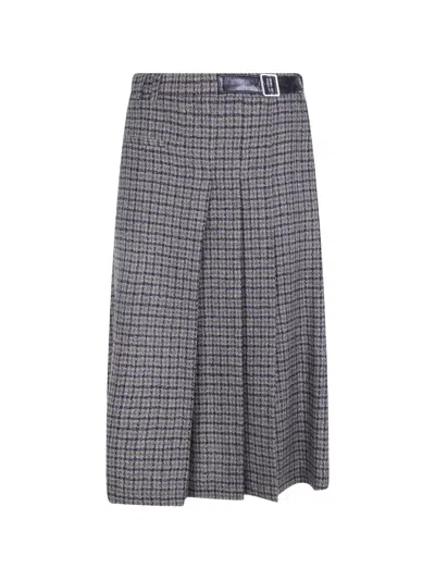 Seventy Check Pleated Skirt In White