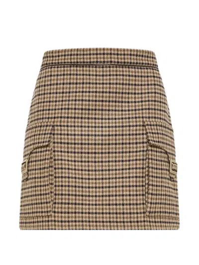 Seventy Check-pattern Flap-pocket Mini Skirt In Brown