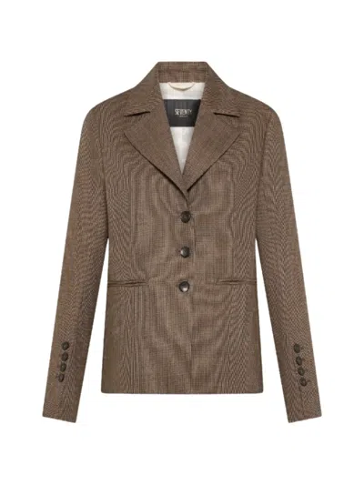 Seventy Check-pattern Notched-lapels Jacket In Brown