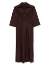Seventy Chocolate Brown Popelin Dress With Pleat Detailing And Side Slits In Brown