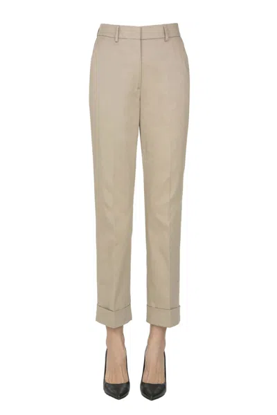 Seventy Cigarette Cotton Trousers In Neutral