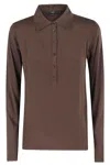 Seventy Long-sleeve Polo Top In Brown