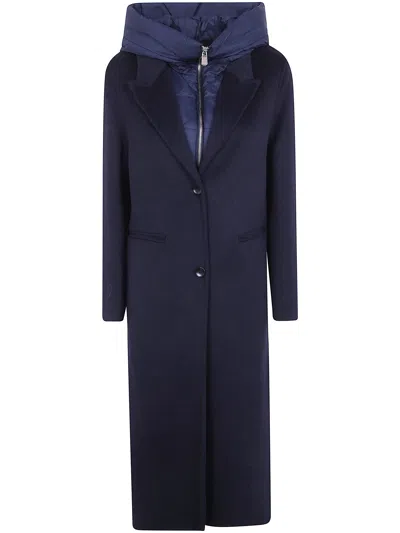 Seventy Hooded Single-breasted Coat In Blue