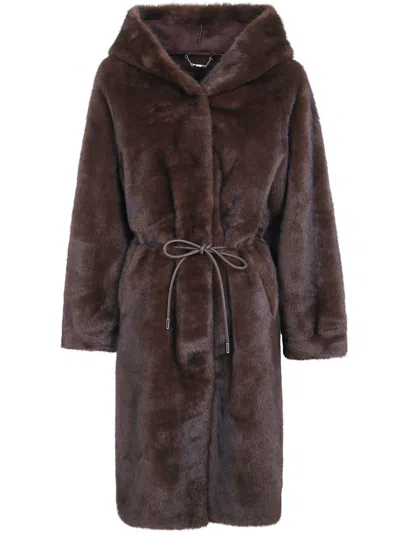 Seventy Coat Reversible Eco Fur Reversable Coat In Brown