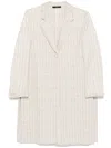 Seventy Textured Long Coat With Notched Collar In Beige