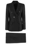 Seventy Black Double-breasted Peaked-lapels Wool Suit In Black