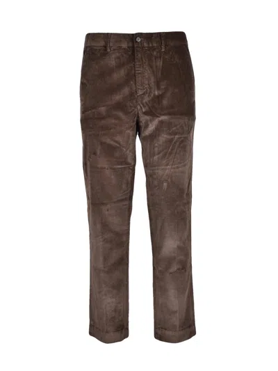 Seventy Corduroy Straight-leg Pants With Classic Cut And Flexible Fit In Brown