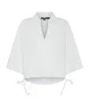 Seventy Cotton Jersey And Poplin Drawstring Polo Shirt In Bianco