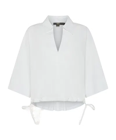 Seventy Cotton Jersey And Poplin Drawstring Polo Shirt In White