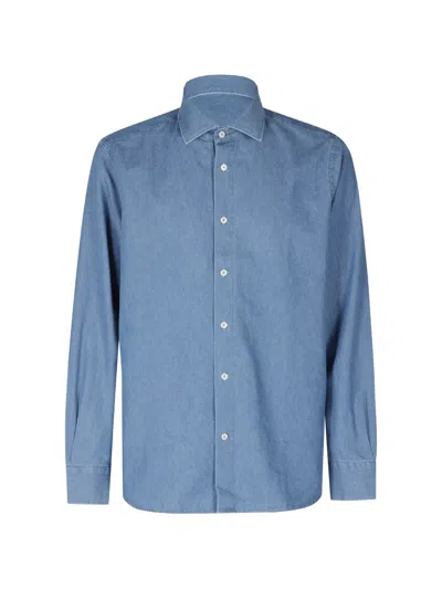 Seventy Cotton Long-sleeve Shirt In Blue