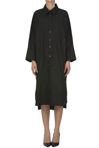 Seventy Cotton Shirt Dress In Black
