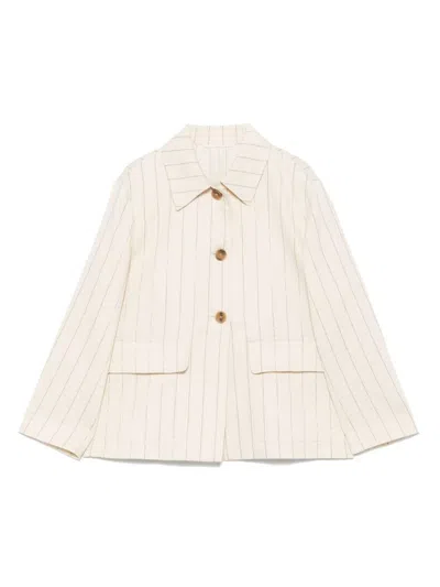 Seventy Cream Linen Blended Pinstriped Jacket In Beige