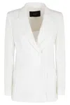 Seventy Cream Technical Mesh Double-breasted Polyamide Blazer In White