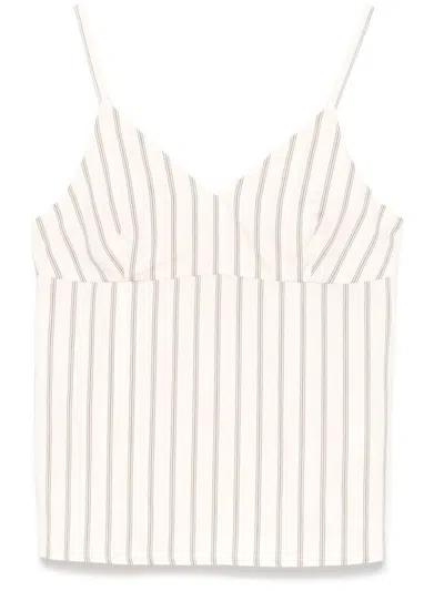 Seventy Cream Top With Stripes Pattern In Beige