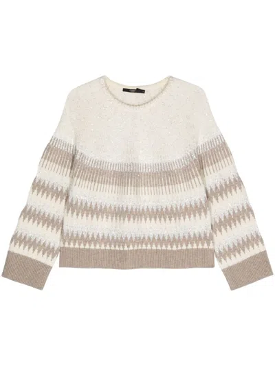 Seventy Cream Wool Blend Sweater, Embellished In Neutral