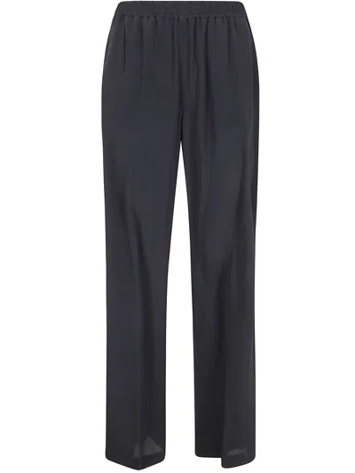 Seventy Crepe Mixed Silk Trousers In Blue