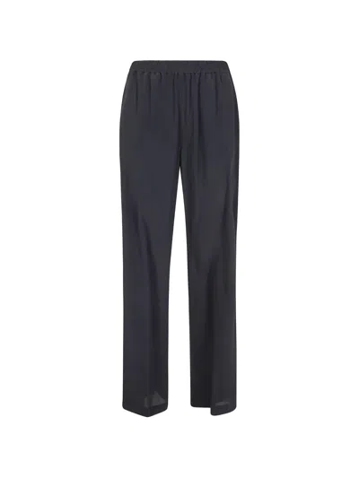 Seventy Crepe Mixed Silk Trousers In Black