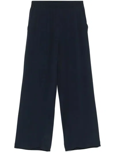 Seventy Crepe Mixed Silk Trousers In Blue