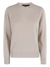 Seventy Mud Cashmere Sweater With Circle Neck And Long Sleeves In Neutral