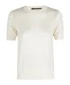Seventy Ivory Polka-dot Short-sleeve Viscose Knit Top In White