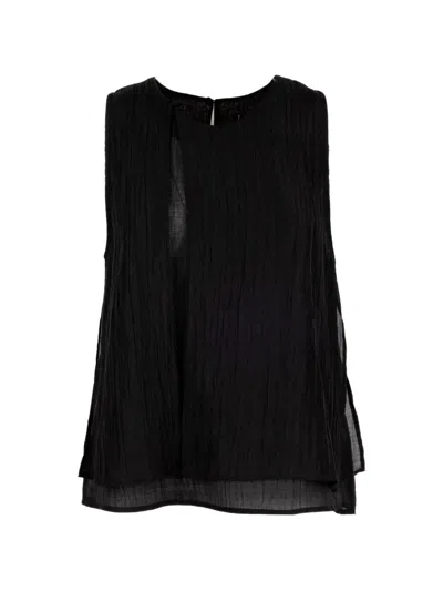 Seventy Crinkled-finish Layered Top In Black