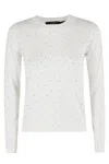 Seventy Cropped Crew Neck Sweater With Silver Embellishments In Neutral