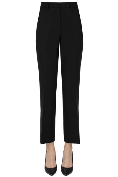 Seventy Cropped Straight Leg Trousers In Black