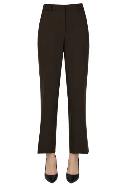 Seventy Cropped Straight Leg Trousers In Dark Brown