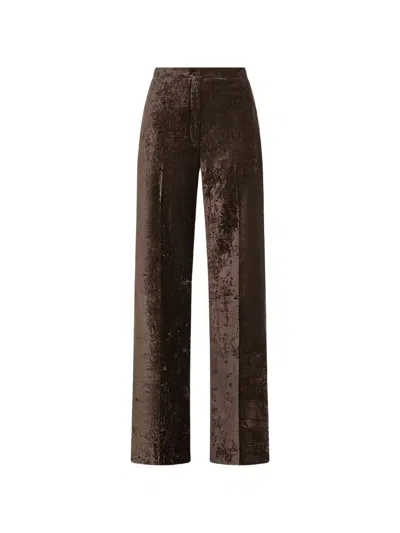Seventy Crushed-velvet Wide-leg Trousers In Brown