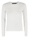 Seventy Cropped Crew Neck Sweater With Silver Embellishments In White