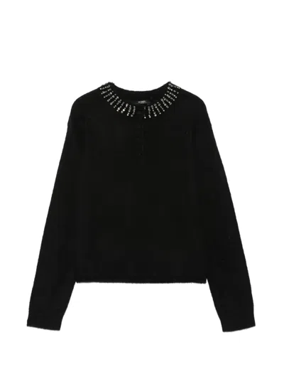 Seventy Crystal-embellished Button-front Sweater In Black