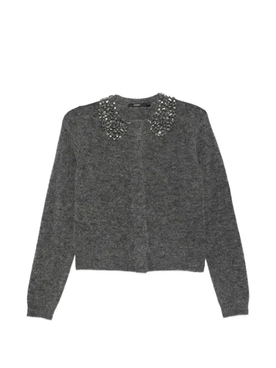 Seventy Crystal-embellished Knitted Cardigan In Gray