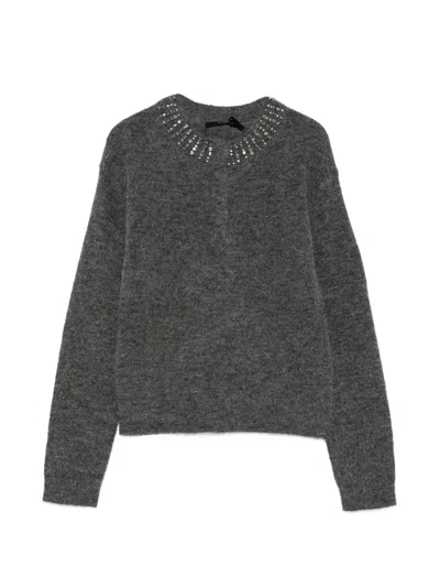 Seventy Crystal-embellished Knitted Sweater In Gray