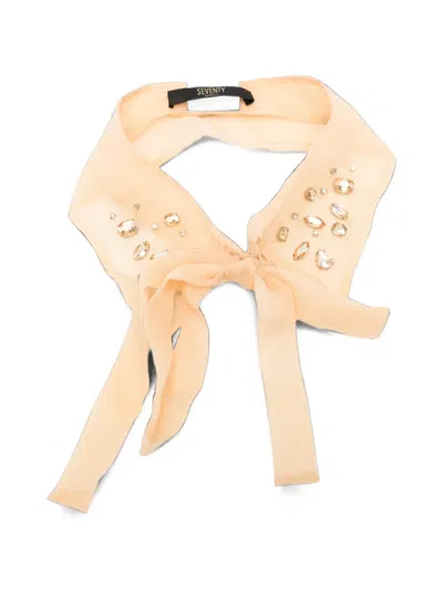 Seventy Crystal-embellished Self-tie Collar In Neutrals