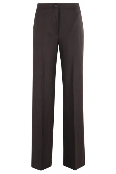 Seventy Dark Brown High-waisted Trousers With Central Closure