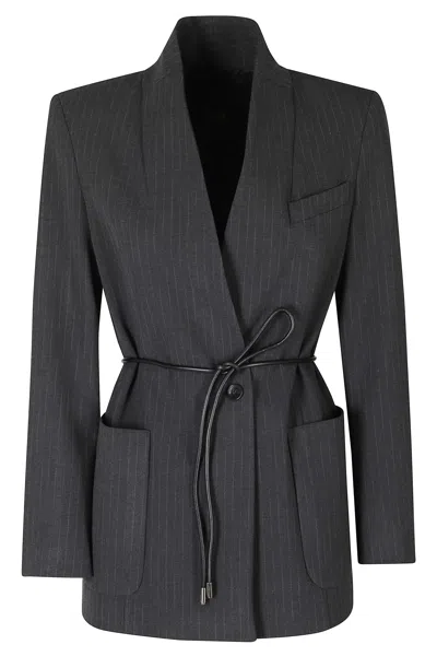 Seventy Dark Grey Pinstripe Tailored Stretch Jacket In Gray