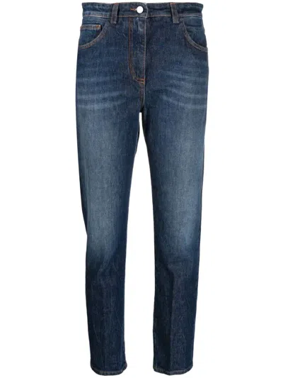 Seventy Denim Blue Stretch Mixed Wash Jeans In Brown