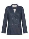Seventy Blue Stretch Double Breasted Jacket In Blue