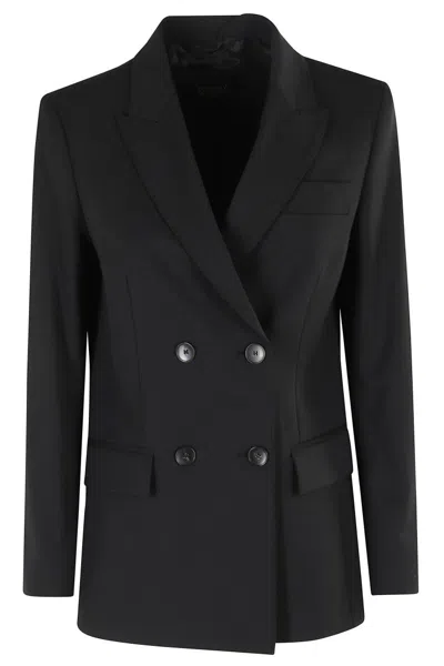 Seventy Double-breasted Blazer With Tailored Fit In Black