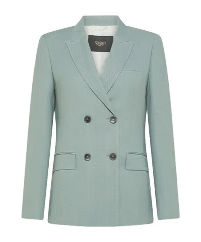 Seventy Double-breasted Jacket In Viscose Linen Crêpe