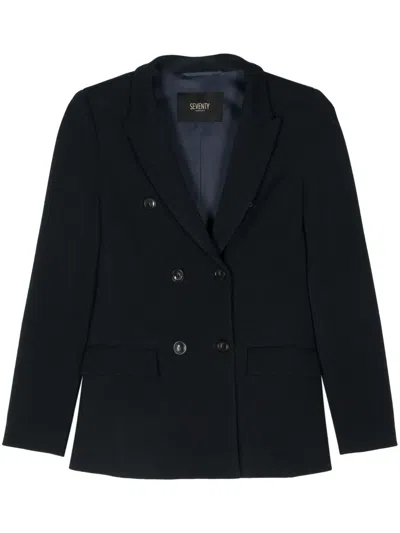 Seventy Double-breasted Knitted Blazer In Black