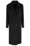 Seventy Double-breasted Long Wool-blend Coat In Black