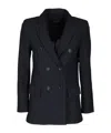 Seventy Black Double-breasted Flap Pockets Polyester-blend Jacket In Black