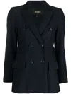 Seventy Double-breasted Virgin Wool Blazer In Blau