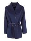 Seventy Double Wool Blend Short Coat In Blue
