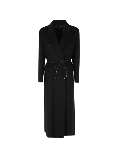 Seventy Double-breasted Belted Coat In Black