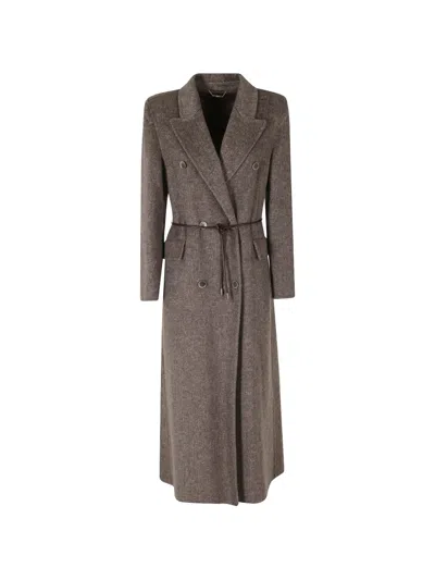 Seventy Double-breasted Belted Coat In Gray