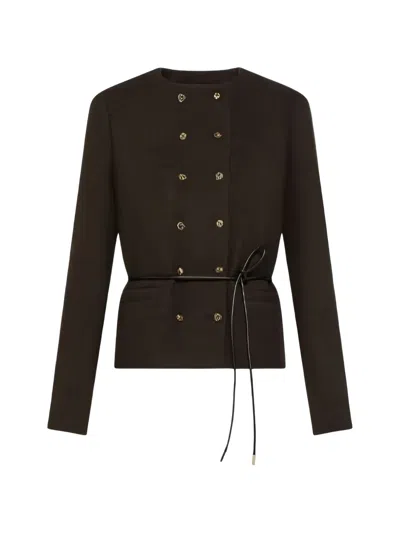 Seventy Double-breasted Belted Jacket In Brown