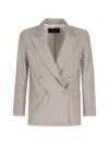 Seventy Mud Lapel Double-breasted Polyester Blazer In Neutral
