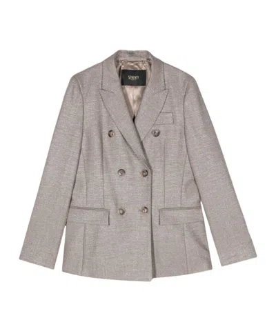 Seventy Double-breasted Long-sleeve Blazer In Gray